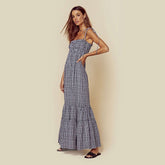Elverra - Women's Smocked Plaid Maxi Dress